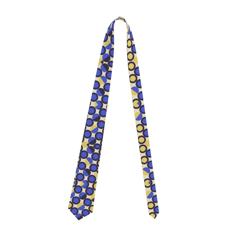 Handmade Yellow and Blue Geometric Tie